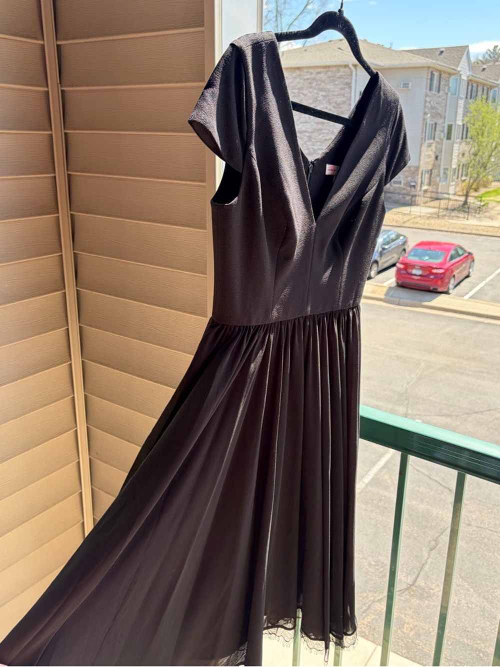 🆕🖤Dress The Population Black Fit & Flare Dress Lace Hem Cocktail Dress Size S - Picture 6 of 15